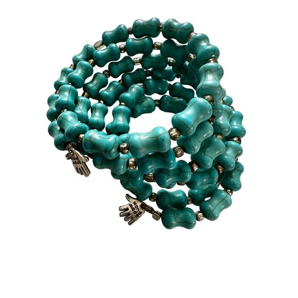 Faux Turquoise Wrap Bracelet - Picture 4 of 8